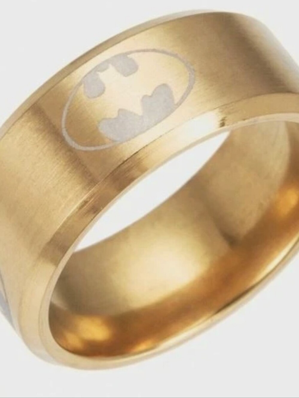 Men Or Women Batman Stainless Steel Gold Ring Bamd 4 Sided Logo New